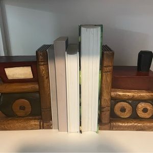 Wooden  train bookends